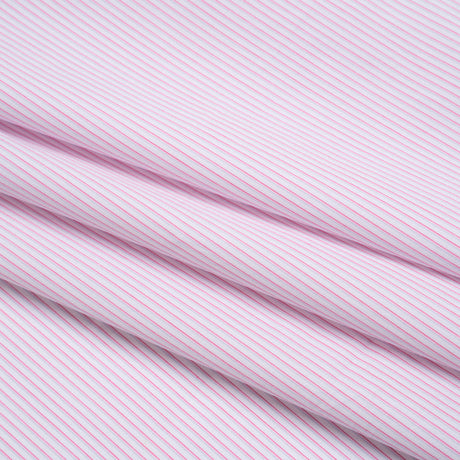Cotton Twill Shirting - Light Pink, Pale Gray and White Shadow Pinstripes - Deadstock