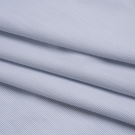 Cotton Dobby Shirting - White, Gray and Blue Rope Stripes - Deadstock