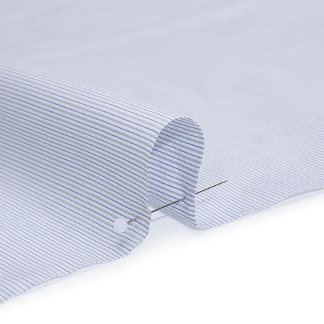 Cotton Dobby Shirting - White, Gray and Blue Rope Stripes - Deadstock