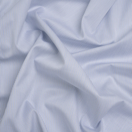 Cotton Dobby Shirting - White, Gray and Blue Rope Stripes - Deadstock