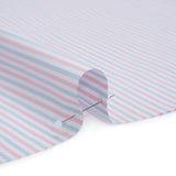 Cotton Oxford Shirting - Pale Blue, Baby Pink and White Candy Stripes - Deadstock