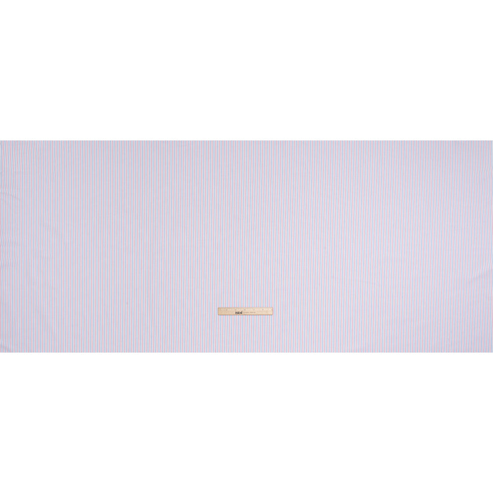 Cotton Oxford Shirting - Pale Blue, Baby Pink and White Candy Stripes - Deadstock