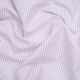 Cotton Oxford Shirting - Pale Blue, Baby Pink and White Candy Stripes - Deadstock