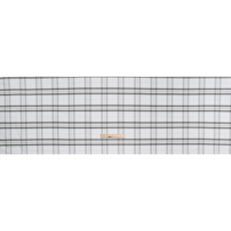 Cotton Oxford Shirting - Greige, Charcoal and White Plaid - Deadstock