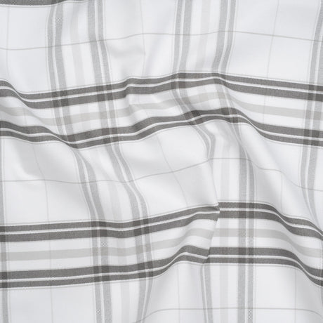 Cotton Oxford Shirting - Greige, Charcoal and White Plaid - Deadstock