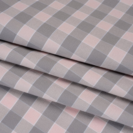 Cotton Oxford Shirting - Pale Pink and Gray Checks - Deadstock