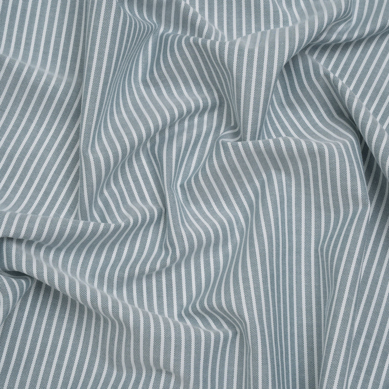Cotton Oxford Shirting - Dark Teal Green and White Stripes - Deadstock
