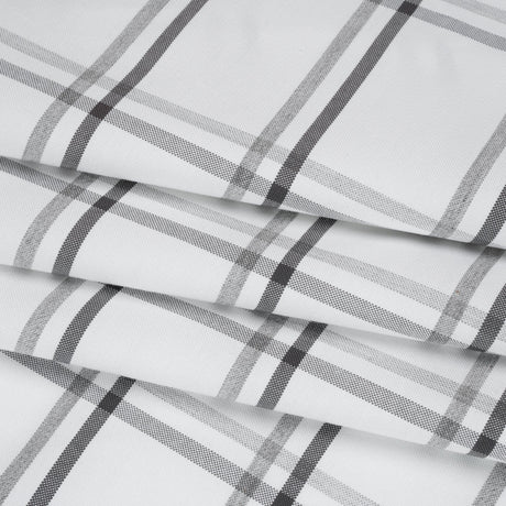 Cotton Oxford Shirting - Charcoal, Light Gray and White Plaid - Deadstock