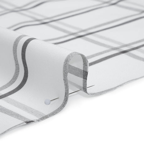 Cotton Oxford Shirting - Charcoal, Light Gray and White Plaid - Deadstock