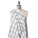 Cotton Oxford Shirting - Charcoal, Light Gray and White Plaid - Deadstock