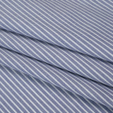 Cotton Oxford Shirting - Dark Blue and White Stripes - Designer Deadstock