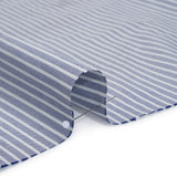Cotton Oxford Shirting - Dark Blue and White Stripes - Designer Deadstock