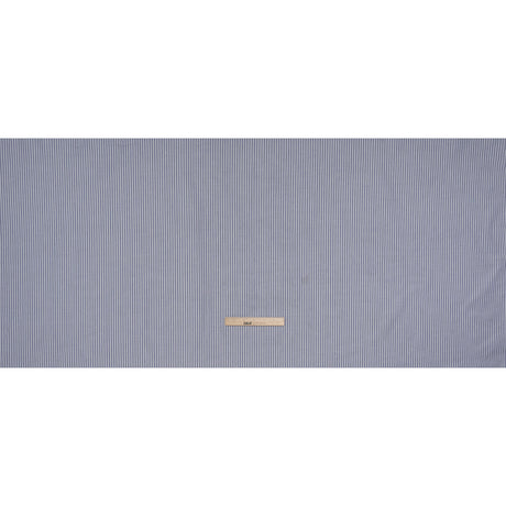 Cotton Oxford Shirting - Dark Blue and White Stripes - Designer Deadstock