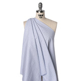 Cotton Oxford Shirting - Sky, Bright Blue and White Candy Stripes - Deadstock