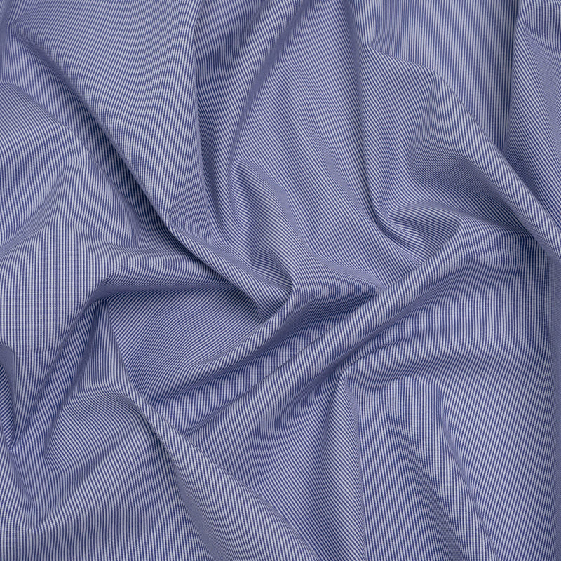 Cotton Shirting - Blue and White Narrow Stripes - Deadstock