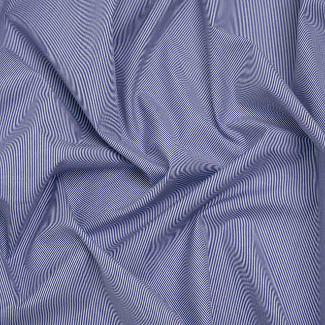 Cotton Shirting - Blue and White Narrow Stripes - Deadstock