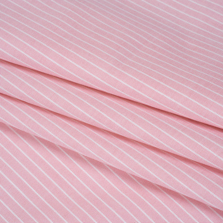 Cotton Oxford Shirting - Light Pink and White Chalk Stripes - Deadstock