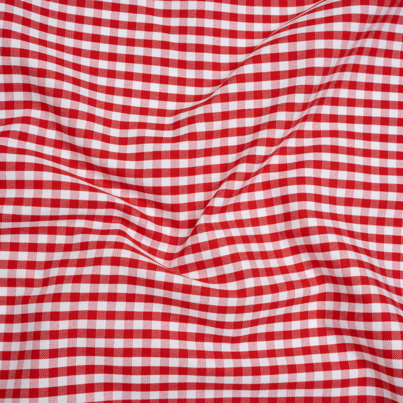 Cotton Oxford Shirting - Red and White Gingham Checks - Deadstock