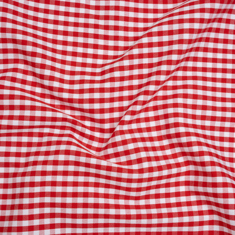 Cotton Oxford Shirting - Red and White Gingham Checks - Deadstock