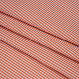 Cotton Oxford Shirting - Orange and White Little Gingham Checks - Deadstock
