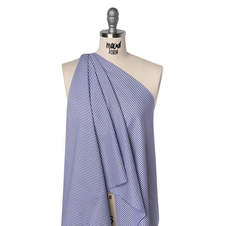 Cotton Shirting - Blue and White Candy Stripes - Deadstock