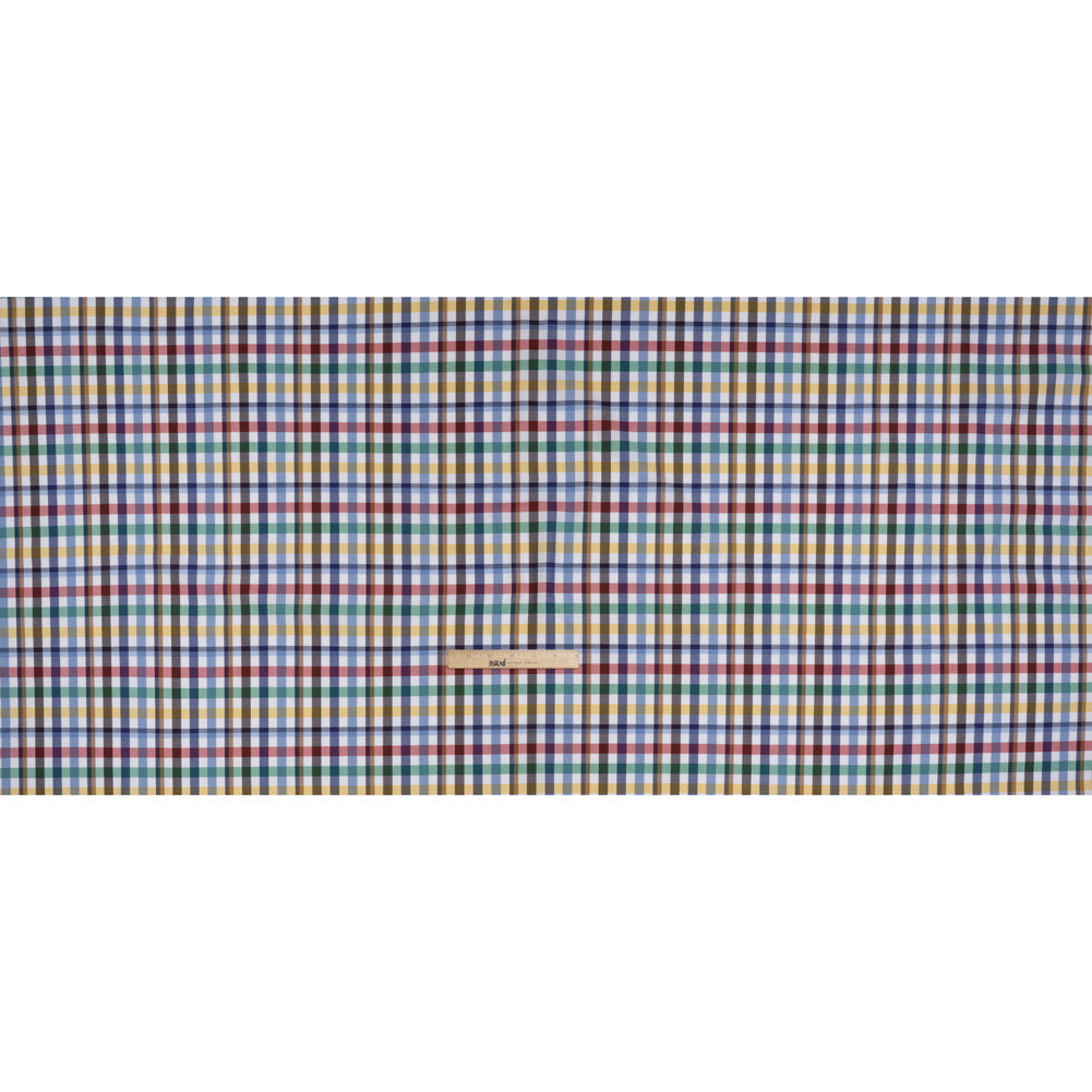 Cotton Twill Shirting - Blue, Red and Green Plaid - Deadstock