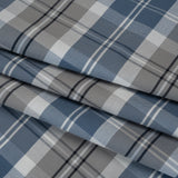 Cotton Oxford Shirting - Country Blue, Steel Gray and Midnight Plaid - Deadstock