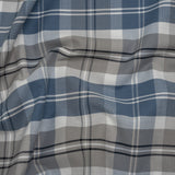 Cotton Oxford Shirting - Country Blue, Steel Gray and Midnight Plaid - Deadstock