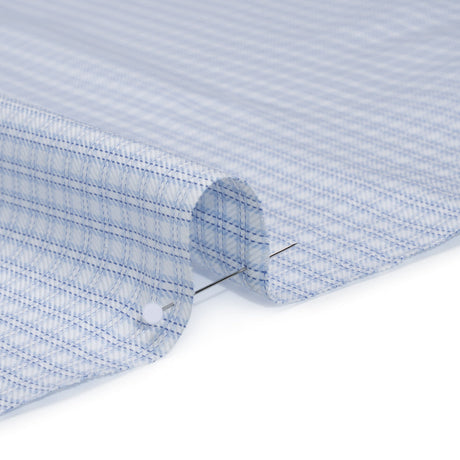 Cotton Twill Shirting - Sky, Medium Blue and White Checked Plaid - Deadstock