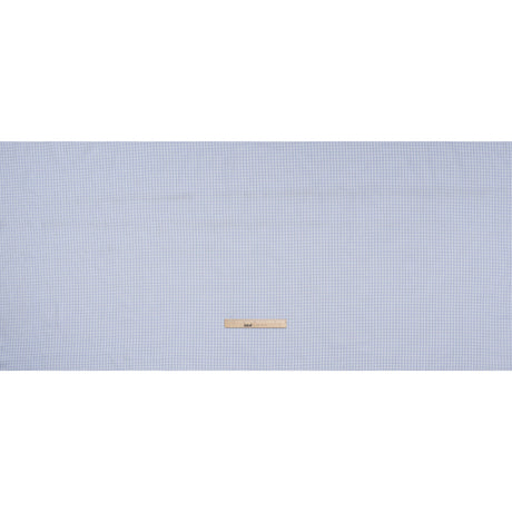 Cotton Twill Shirting - Sky, Medium Blue and White Checked Plaid - Deadstock