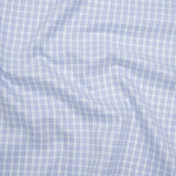 Cotton Twill Shirting - Sky, Medium Blue and White Checked Plaid - Deadstock