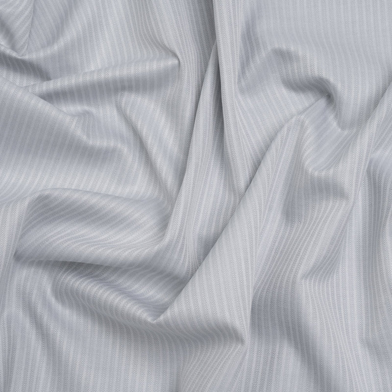 Cotton Herringbone Twill Shirting - Gray Tonal Stripe - Deadstock