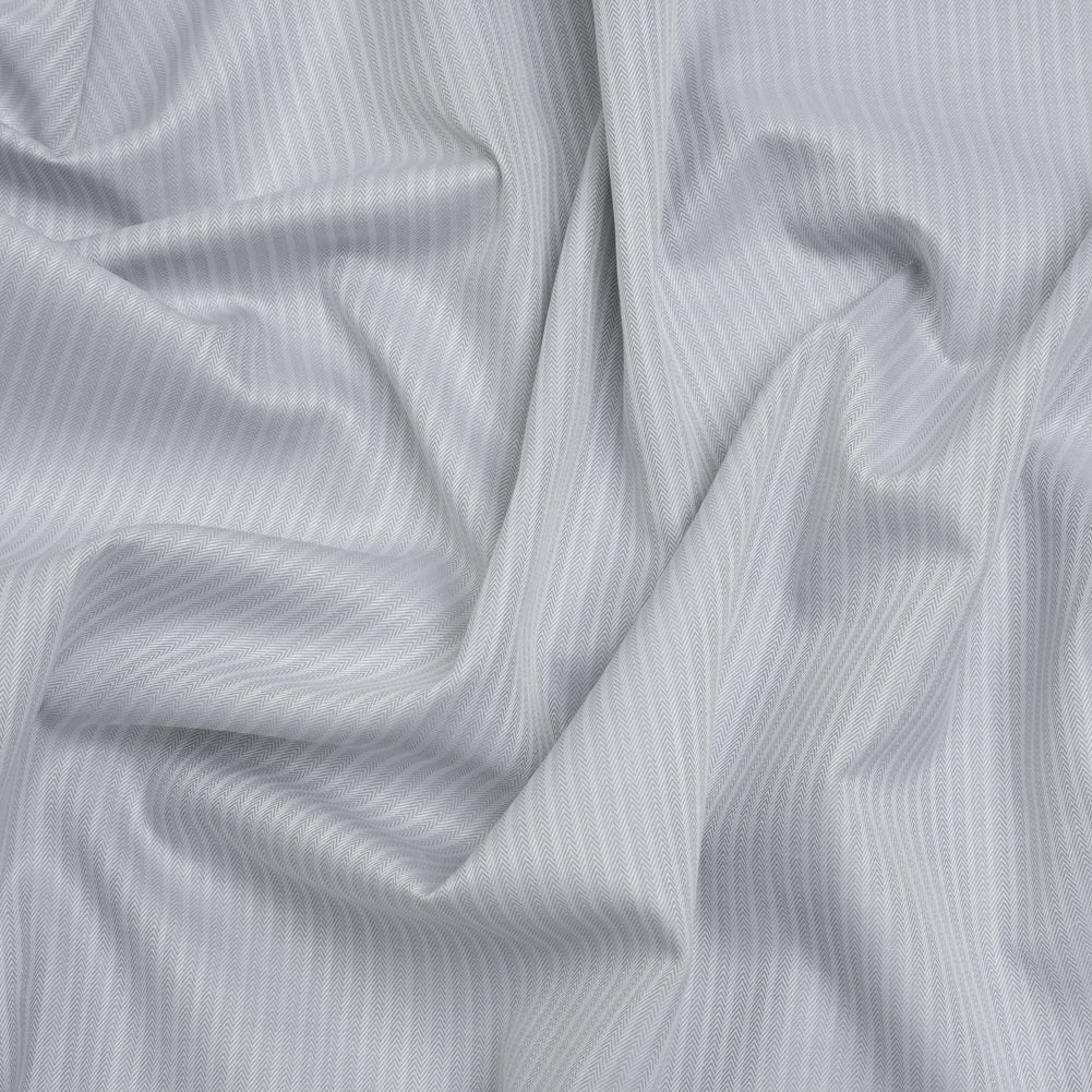 Cotton Herringbone Twill Shirting - Gray Tonal Stripe - Deadstock
