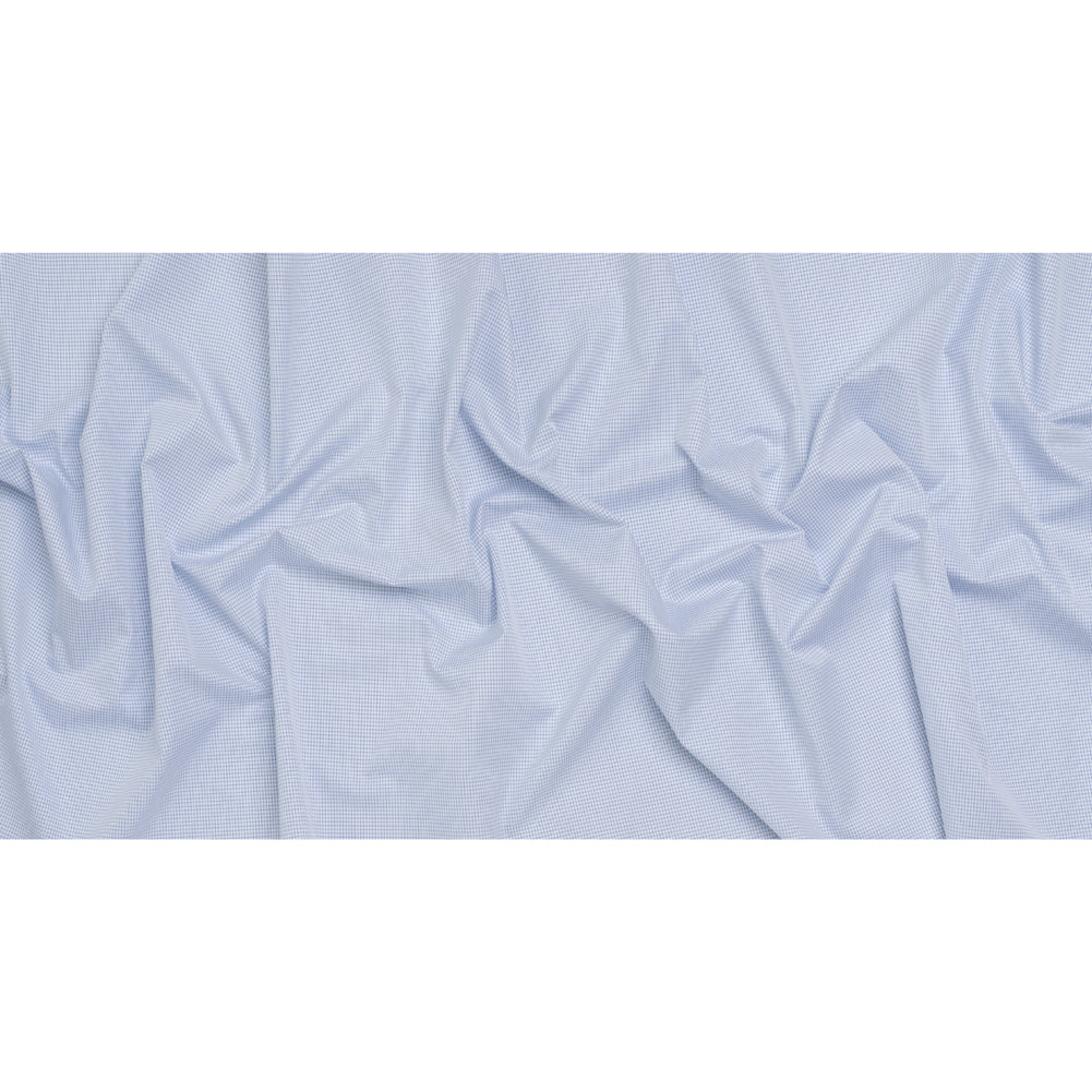 Cotton Twill Shirting - Cobalt Blue and White Mini Windowpane Check - Deadstock