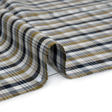 Cotton Oxford Shirting - Midnight Blue, Olive and White Plaid - Deadstock