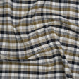 Cotton Oxford Shirting - Midnight Blue, Olive and White Plaid - Deadstock