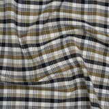 Cotton Oxford Shirting - Midnight Blue, Olive and White Plaid - Deadstock