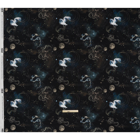 Cotton Voile - Black Celestial Birds - Apollo's Disguise Print - Mood Exclusive Gaia Collection