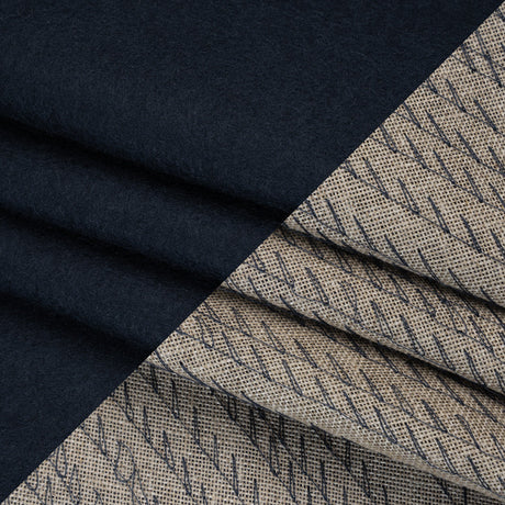 Undercollar Wool Felt with Pad Stitched Canvas Backing Made in Italy - Navy Blue and Oatmeal - Deadstock