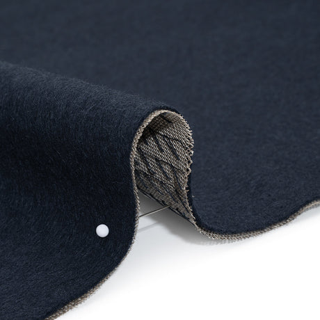 Undercollar Wool Felt with Pad Stitched Canvas Backing Made in Italy - Navy Blue and Oatmeal - Deadstock