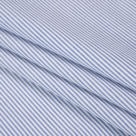 Cotton Oxford Shirting - Blue and White Candy Stripes - Deadstock
