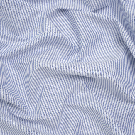 Cotton Oxford Shirting - Blue and White Candy Stripes - Deadstock
