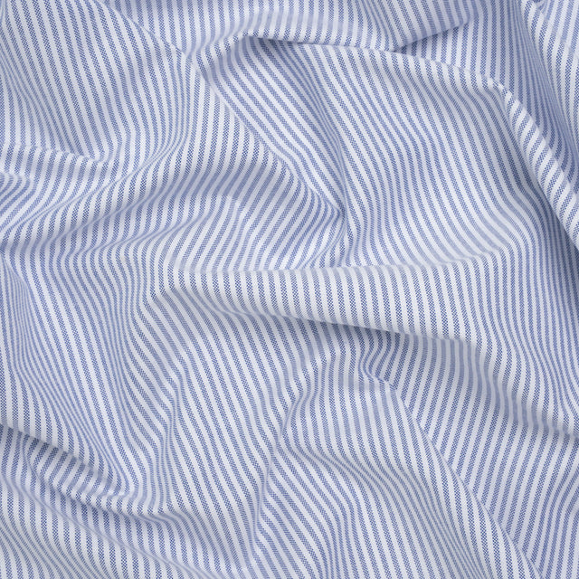 Cotton Oxford Shirting - Blue and White Candy Stripes - Deadstock