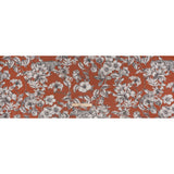 Silk Chiffon Print Made in Italy - Terracotta Brown, Black and Light Gray Flowers and Jungle Cats - Deadstock
