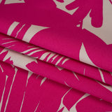 Stretch Cotton Faille Print by Trina Turk - Hot Pink and Light Gray Palm Leaves - Designer Deadstock