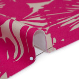 Stretch Cotton Faille Print by Trina Turk - Hot Pink and Light Gray Palm Leaves - Designer Deadstock
