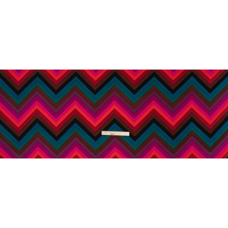 Stretch Rayon 4-Ply Crepe Print by Trina Turk - Pink, Brown and Teal Chevrons - Designer Deadstock