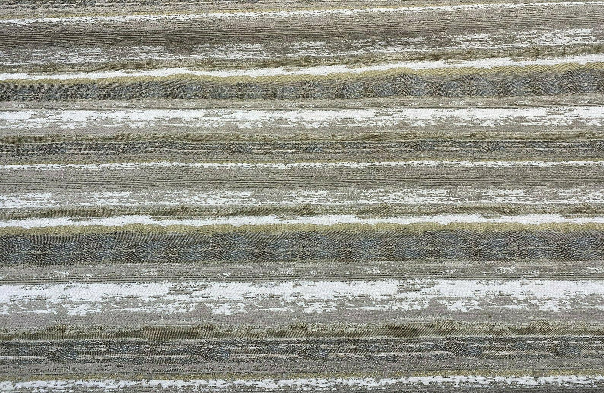 Stretch Of Dawn Sand Tapestry Chenille Upholstery Fabric - Beige Sand Gray Off White Taupe Antique Brown Horizontal Stripe, 56" Width (1 Yard)