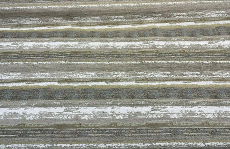 Stretch Of Dawn Sand Tapestry Chenille Upholstery Fabric - Beige Sand Gray Off White Taupe Antique Brown Horizontal Stripe, 56" Width (1 Yard)