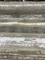 Stretch Of Dawn Sand Tapestry Chenille Upholstery Fabric - Beige Sand Gray Off White Taupe Antique Brown Horizontal Stripe, 56" Width (1 Yard)